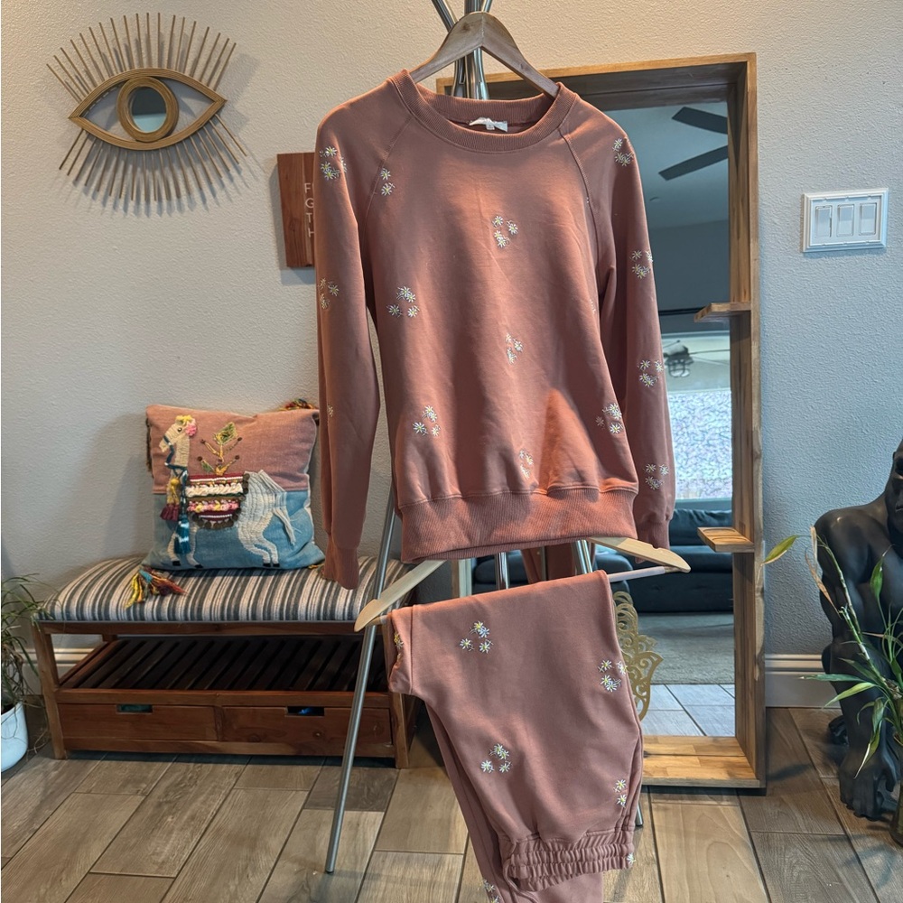 Floral Print Sweatshirt and Joggers Set